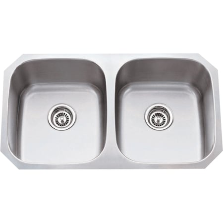 Hardware Resources 32-1/4" Lx18-1/2" Wx9" D Undermount 18 Gauge Stainless Steel 50/50 Double Bowl Sink 802-18